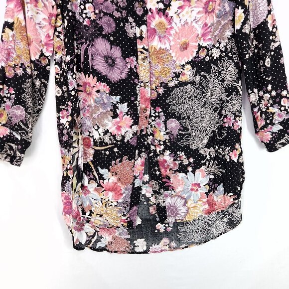 Anthropologie Maeve Autumnal Tunic Top Size XS Button Up Oversized Floral Boho - Picture 5 of 15